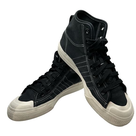 Adidas Nizza Hi RF Core Black $ White Canvas Men -size 7 - Picture 2 of 6